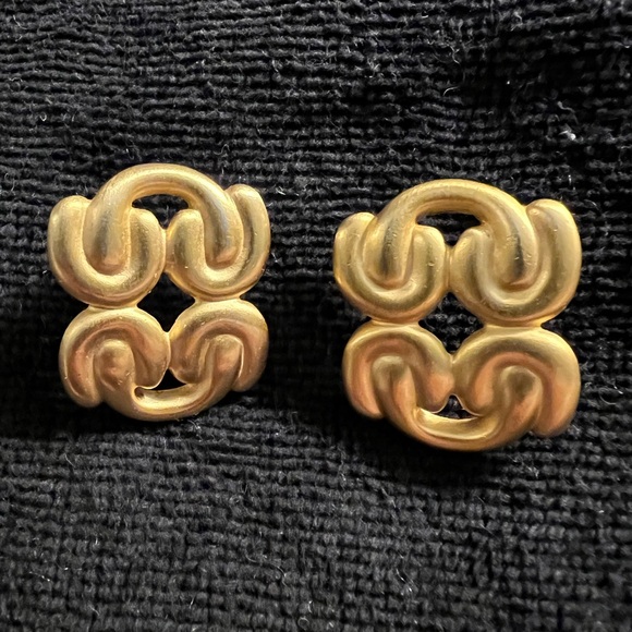 Vintage Matte Brushed Gold Anne Klein Fashion Earrings - Picture 3 of 5